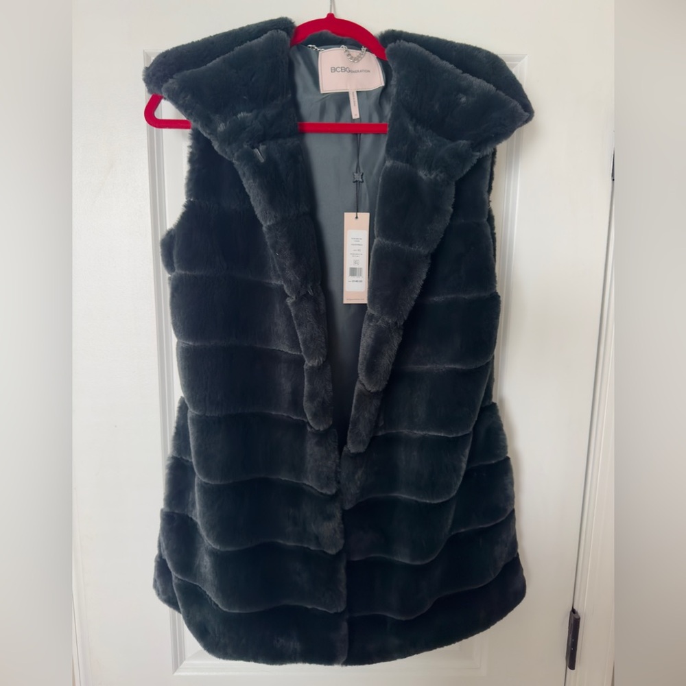 BCBG | faux fur vest.